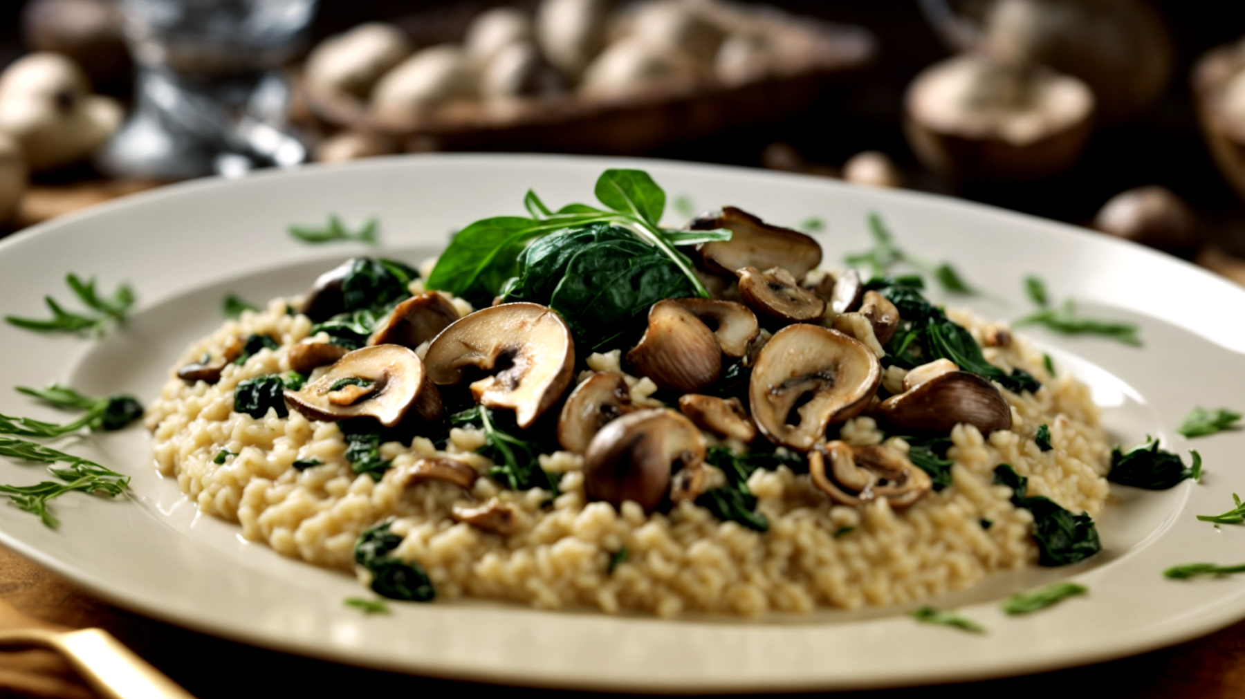 Risotto funghi porcini castagne spinaci"