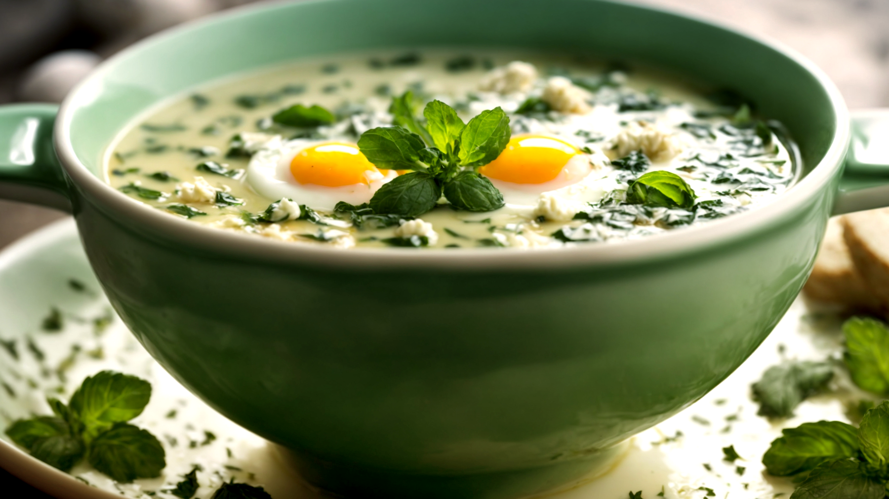 Stracciatella brodo menta"