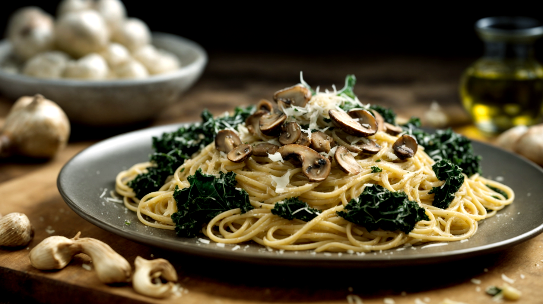 colline toscane spaghettini funghi porcini pecorino toscano"